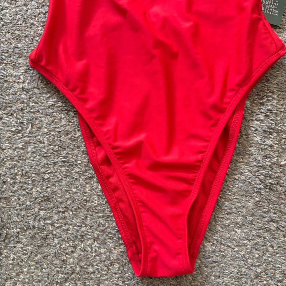 XS Wild Fable Red Extra High Leg Cheeky One Piece Swimsuit New - Picture 5 of 10